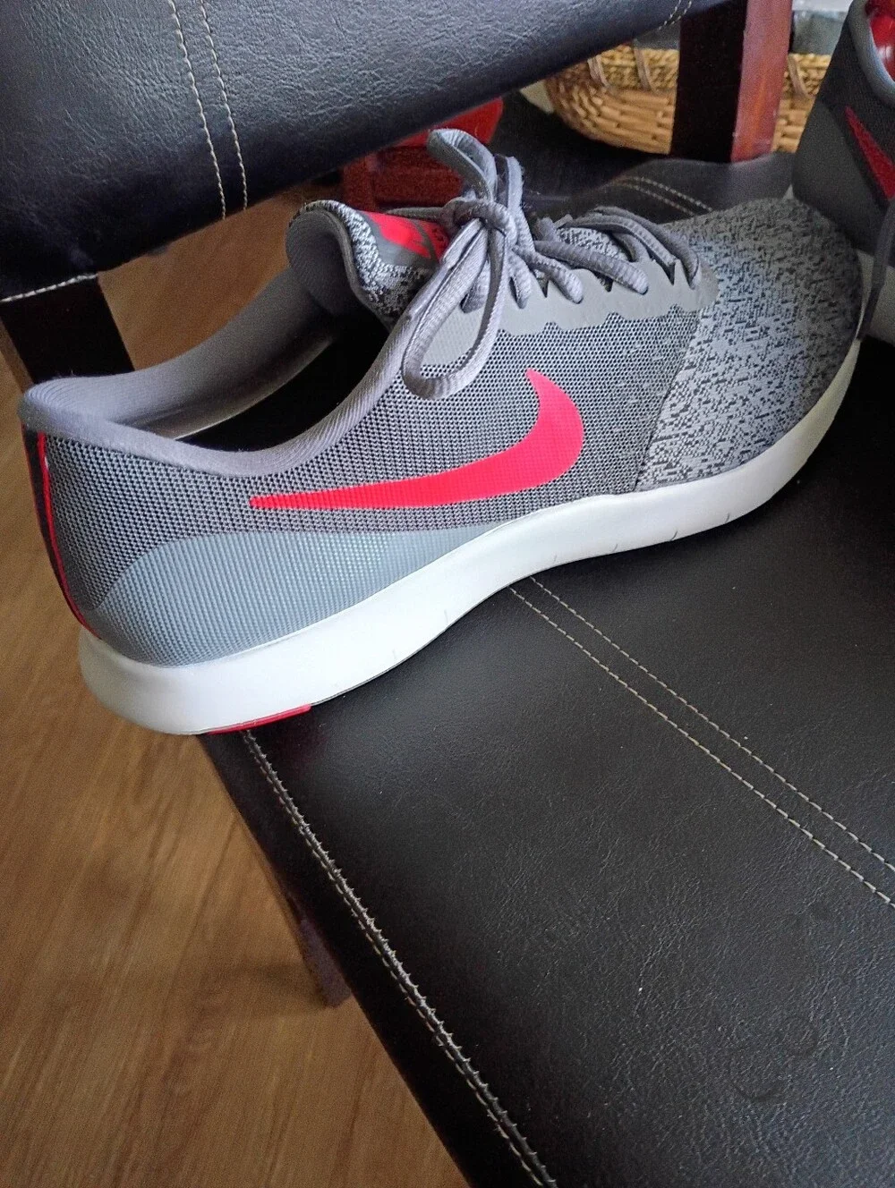 Nike Men’s Gray and Red Knit Sneakers